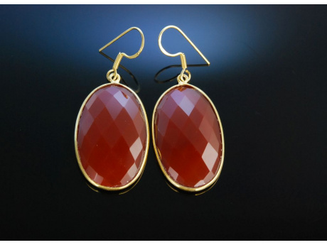 Inka Red! Ohrringe Silber 925 vergoldet Karneol