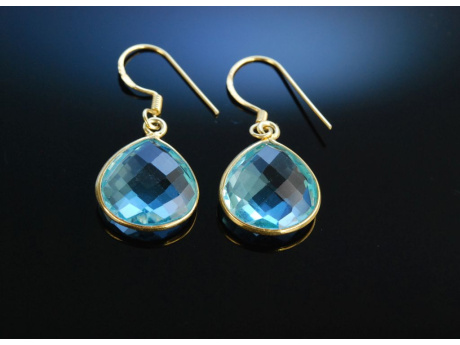 Summer Sky! Ohrringe Silber 925 vergoldet Blauachat