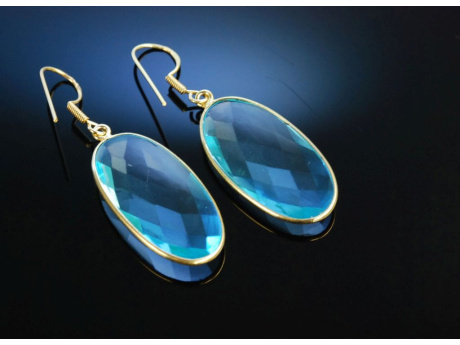 Summer Sky! Ohrringe Silber 925 vergoldet Blauachat