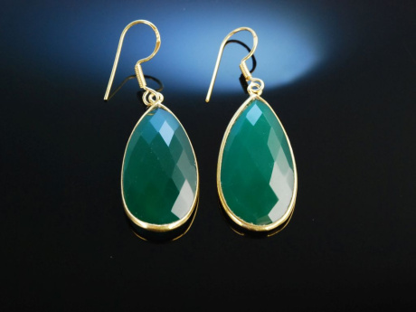 Deep Green! Ohrringe Silber 925 vergoldet Gr&uuml;nachat