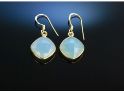 Soft Blue! Ohrringe Silber 925 vergoldet Blauachat