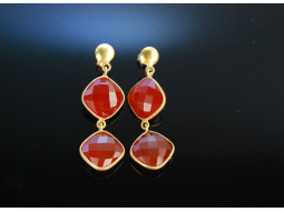 Inka Red! Ohrringe Silber 925 vergoldet Karneol