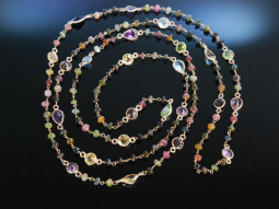 Colourful Gems! Lange Kette Silber 925...