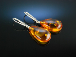 Amber Drops! Ohrringe Silber 925 gro&szlig;e Bernstein...