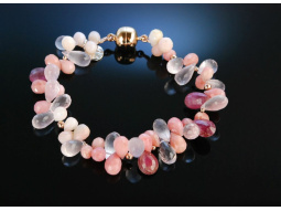 Rose Drops! Armband Rosa Opal Rubin Tropfen Silber 925...