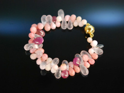 Rose Drops! Armband Rosa Opal Rubin Tropfen Silber 925...