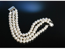 Classic Pearls! Armband dreireihig Zuchtperlen Silber 925