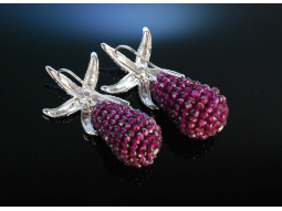 Purple Sea Star! Ohrringe Silber 925 Granate Seesterne