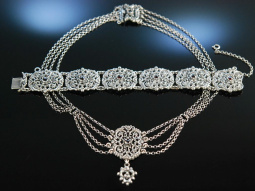 Wiesn Schmuck! Trachtenset Kette und Armband Salzburg um 1910 Silber Granate