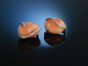 Feinste Engelshaut! Exquisite Ohrringe Weißgold 750 Koralle Brillanten 