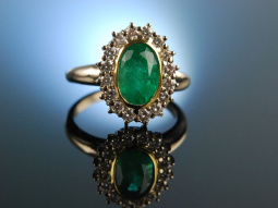 Kolumbianisches Gr&uuml;n! Feiner Smaragd Ring Gold 750 Brillanten 0,8 ct