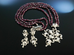 Schmuck zur Tracht! Kette und Ohrclipse Silber Granat...