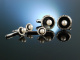 Cufflinks and Studs! Set: Manschettenkn&ouml;pfe und Hemdkn&ouml;pfe Silber Zuchtperlen Onyx England um 1960