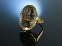 Historische Achat Kamee um 1600! Ring Gold 585 mit geschnittenem M&auml;nner Profil Portr&auml;tkopf