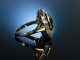 Wien um 1880! Großer Ring Gold 585 Diamant Rosen grünes Glas Paste