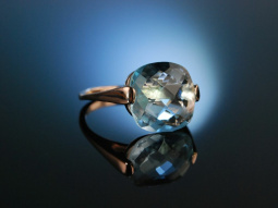 Twinkling Topas! Ring Silber 925 ros&eacute;vergoldet Blue Topas Schachbrettschliff