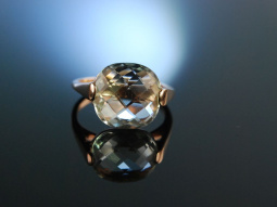 Twinkling Green! Ring Silber 925 ros&eacute;vergoldet gr&uuml;ner Amethyst Schachbrettschliff