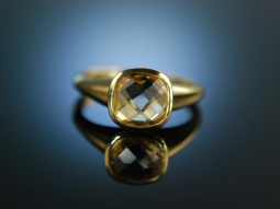 Italian Style! Ring Gold 750 Lemon Citrin Schachbrettschliff