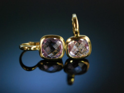 Italian Style! Ohrringe Gold 750 Pink Amethyst Schachbrettschliff