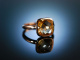 Italian Style! Großer Ring Rosé Gold 750 Citrin Schachbrettschliff