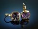 Italian Style! Gro&szlig;e Ohrringe Gold 750 Amethyste Schachbrettschliff