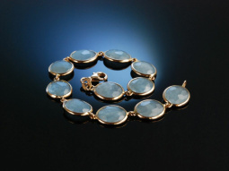 Italian Style! Armband Ros&eacute; Gold 750 Aquamarine Schachbrettschliff