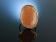 Italian Style! Großer Ring Rosé Gold 750 Oranger Mondstein Schachbrettschliff