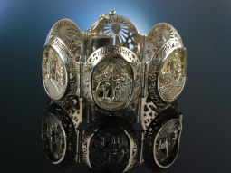 Welt der Inkas! Massives Armband mit r&auml;umlichen Motiven Silber um 1940