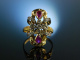 Aparter Cocktail Ring um 1910 Gold 750 Rubine Diamant Rosen