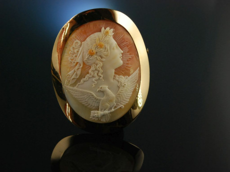 Museal! Groe Kamee Frankreich um 1820 Gold 750 Eos die Morgenrte