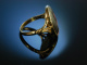 Charming! Antiker Ring Porzellan Miniatur Gold 750 Schweiz um 1850