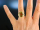 Frisches Grün! Massiver Ring satiniertes Silber 925 vergoldet Lemon Citrin Schachbrettschliff