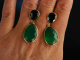 Black and Green! Ohrringe Silber 925 vergoldet Gr&uuml;nquarz Onyx in Schachbrettschliff