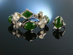 Sixties! Stylishes Armband und Ring Silber 925 Jade...