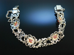 Zur Verlobung ein sch&ouml;nes M&uuml;nchner Armband mit Rhodochrosit um 1950