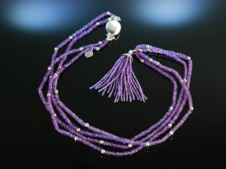 Violet Tassel! Long Amethyst necklace with detachable...
