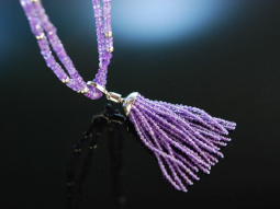 Violet Tassel! Long Amethyst necklace with detachable...
