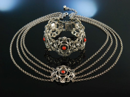 Zur Tracht! Armband und Kette Silber 835 Edel Koralle...