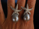 Grey Sea Stars! Seestern Ohrringe Silber 925 barocke Zuchtperlen Tropfen