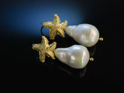 Sea Stars! Seestern Ohrringe Silber 925 vergoldet barocke...