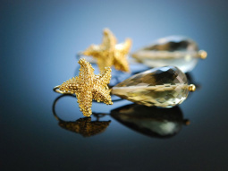 Sea Stars! Seestern Ohrringe Silber 925 vergoldet facettierte Lemon Citrin Tropfen