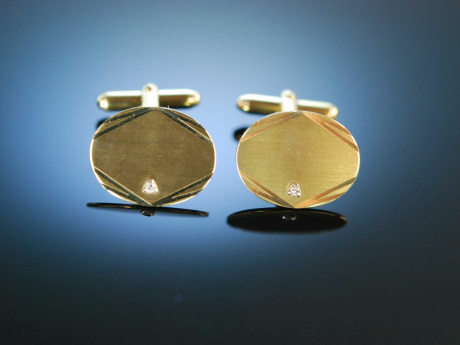 Zum Gravieren! Klassische Manschettenkn&ouml;pfe Gold 333 Diamanten 