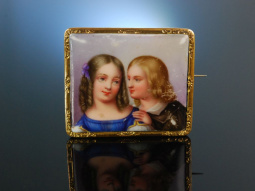 Historische Porzellanbrosche Miniatur Wien um 1840