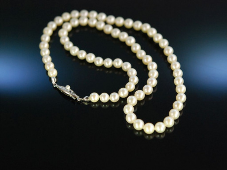 Historische Perlen! Fr&uuml;he Zuchtperlen Kette Akoya Gold 585 um 1915