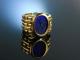 England um 1990! Besonderer Ring Gold 750 blaue Kamee Paste Glaspaste