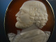 Portr&auml;t Kamee! Exquisite Muschel Gemmen Brosche William Shakespeare England um 1840 Silber 