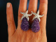 Violet Sea Stars! Gro&szlig;e Seestern Ohrringe Silber 925 Amethyste