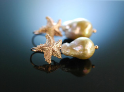 Rose Pearl Stars! Seestern Ohrringe Silber 925...