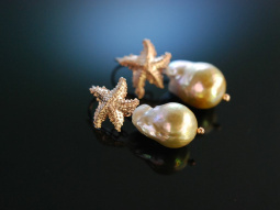 Rose Pearl Stars! Seestern Ohrringe Silber 925 ros&eacute;vergoldet barocke Zuchtperlen naturrosa