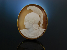 Sch&ouml;ner Achill! Muschel Gemmen Brosche Kamee Italien um 1840 Silber vergoldet